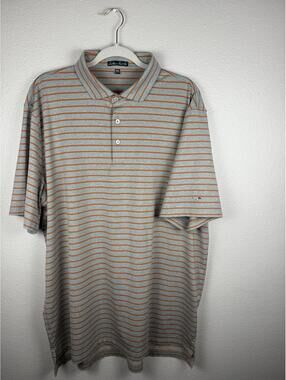 Southern Point Co Polo Mens XXL Gray Orange Stripe Golf Casual Shirt